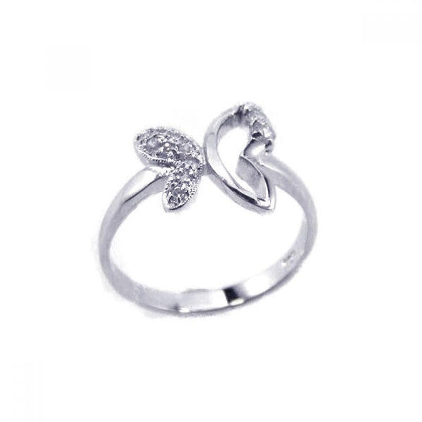 Silver 925 Rhodium Plated Clear CZ Butterfly Ring