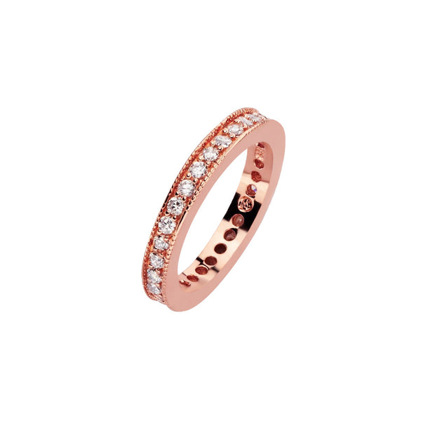 Silver 925 Rose Gold Plated Clear Channel Set CZ Stackable Eternity Bridal Ring