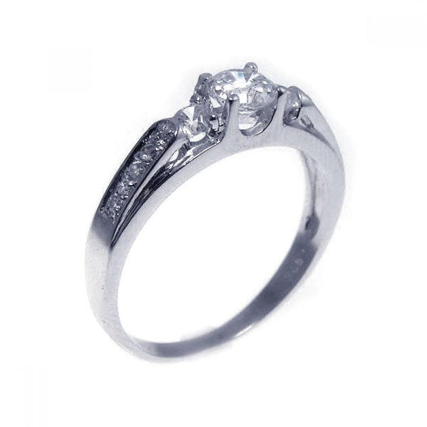 Silver 925 Rhodium Plated Clear Center CZ Ring