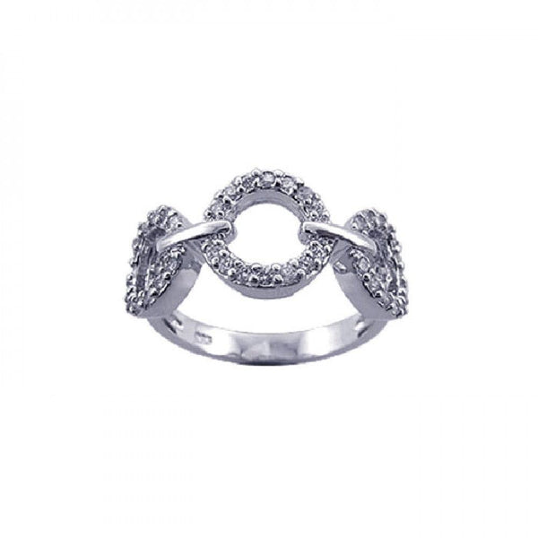 Silver 925 Rhodium Plated CZ 3 Open Circle Ring
