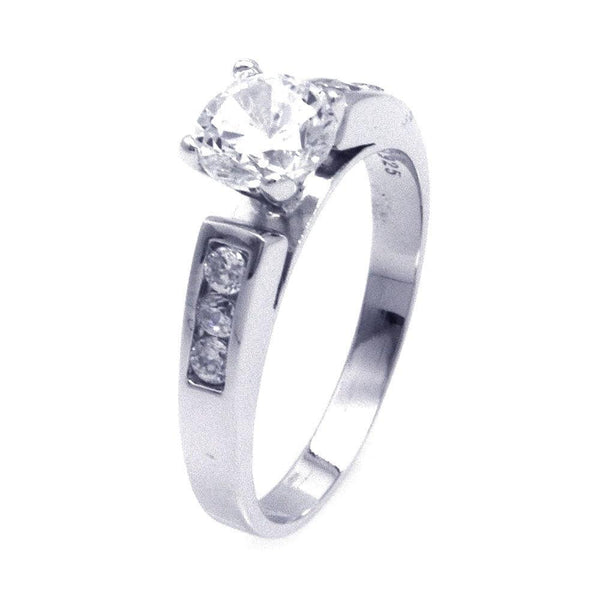 Silver 925 Rhodium Plated CZ Engagement Ring