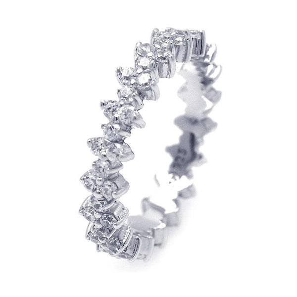 Silver 925 Rhodium Plated Clear Double Sided CZ Stackable Eternity Ring